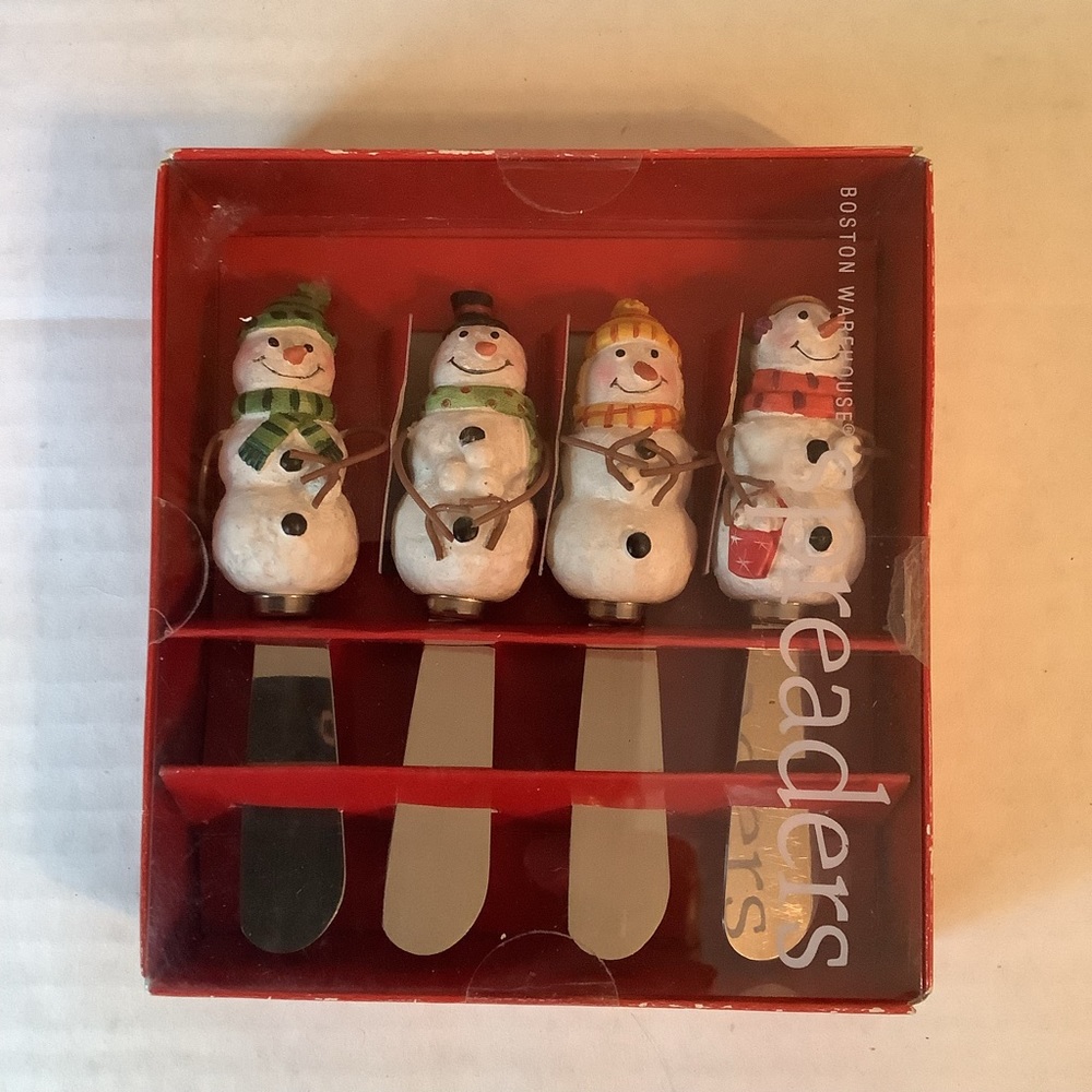 Boston Warehouse Spreaders Snow Much Fun Snowmen Set Of 4 New
